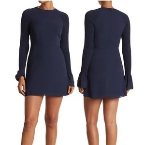 Victoria smocked bell sleeve mini dress